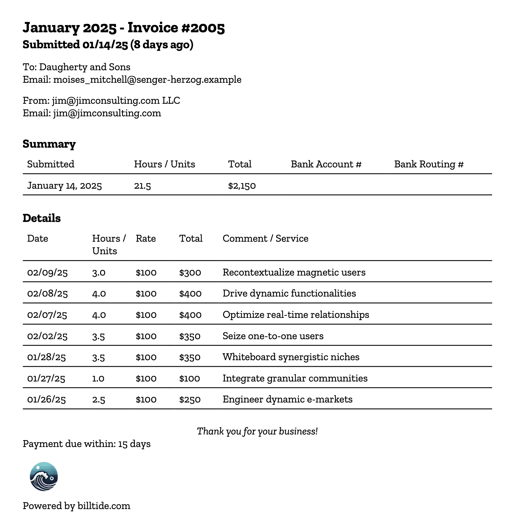 Sample invoice